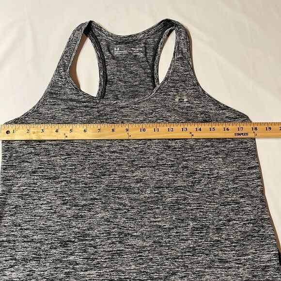 Under Armour women’s Blk/Gray Loose Fit Heat Gear Racer Back Tank Top Sz M - Picture 4 of 6